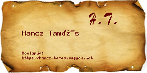 Hancz Tamás névjegykártya
